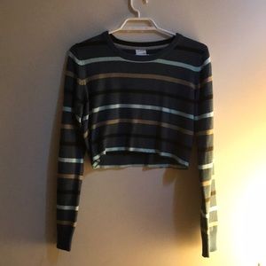 Striped Long Sleeved Crop Top